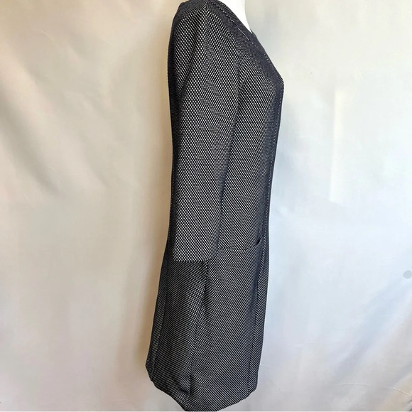 Boden Sarah Jacquard Hexagon Pattern Navy White Sheeth 3/4 Sleeve Dress Size 6 - Picture 8 of 16